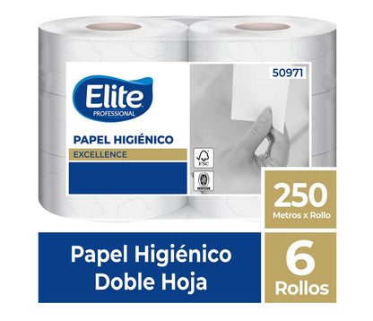 Papel Higiénico Jumbo DOBLE HOJA Excellence Elite Pack 6 Rollos x 250 m