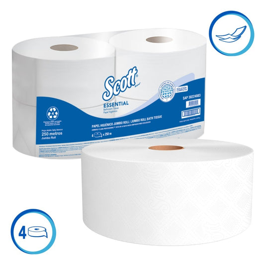 Papel higiénico pre cortado doble hoja  con aroma 4 rollos X 250m Scott 30245194