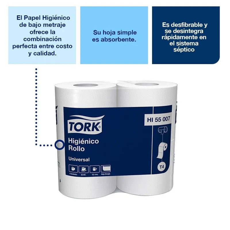 Papel higiénico Hoja Simple 48 rollos X50 MT Tork HI55007