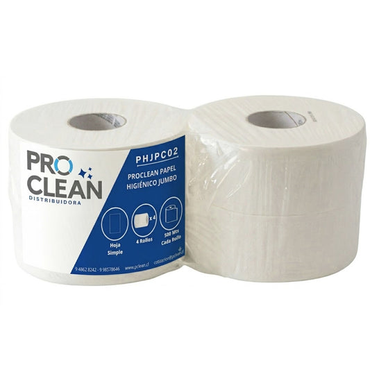 Papel higiénico jumbo Proclean 4 Rollos X 500 Metros PHJPC02