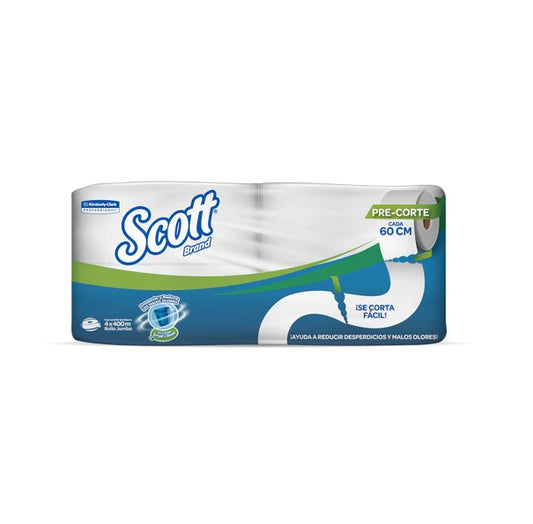 Papel higiénico pre cortado hoja simple 4 Rollos X 400m Scott 30223684