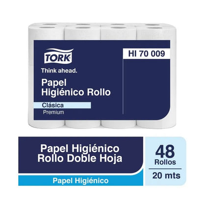 Papel higiénico rollo premium doble hoja 48 rollos X 20 MT Tork HI70009