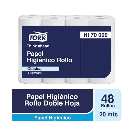 Papel higiénico rollo premium doble hoja 48 rollos X 20 MT Tork HI70009