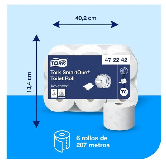 Papel higiénico smartone doble hoja 6X207MT Tork HI70011 - 472242