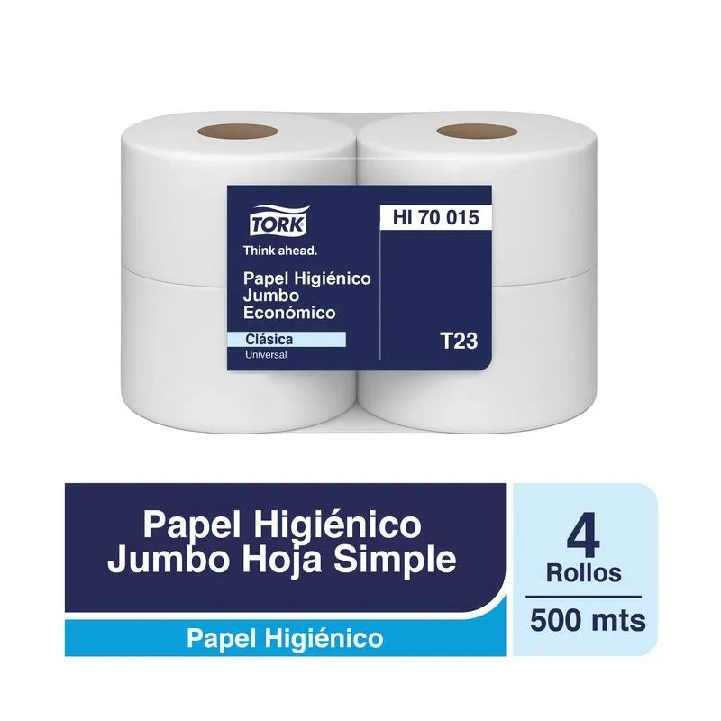 Papel higiénico universal Tork Hoja Simple 4X500 MT HI70015