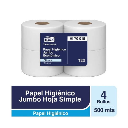 Papel higiénico universal Tork Hoja Simple 4X500 MT HI70015