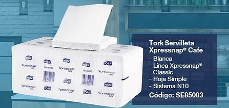 Servilleta xpressnap blanca Hoja Simple 12 Packs X 500 UN Tork SE70057