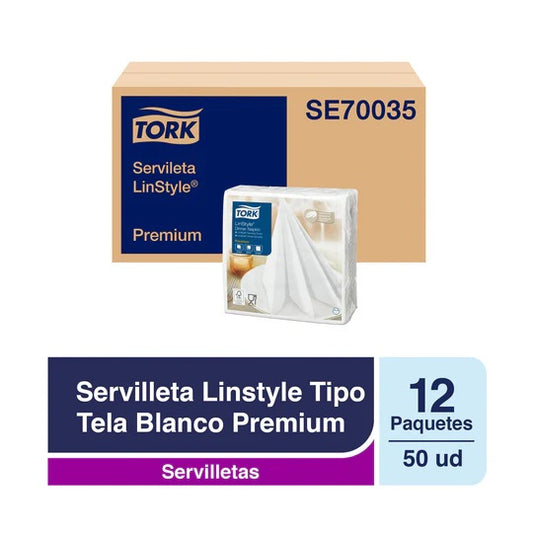 Servilleta premium blanca 12Packs X 50 Tork SE70035