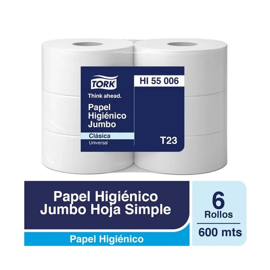 Papel higiénico jumbo Hoja Simple 6X600 MT Tork HI55006
