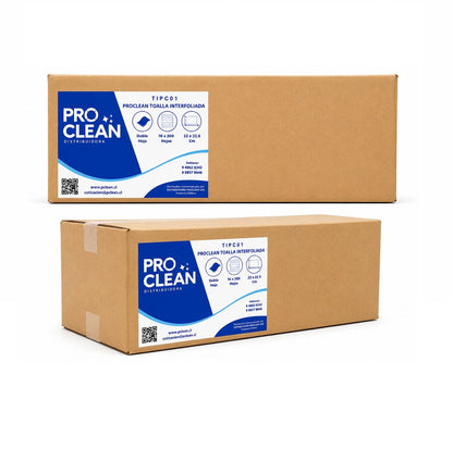 Toalla interfoliada Caja 16 X 200 UND Proclean TIPC01
