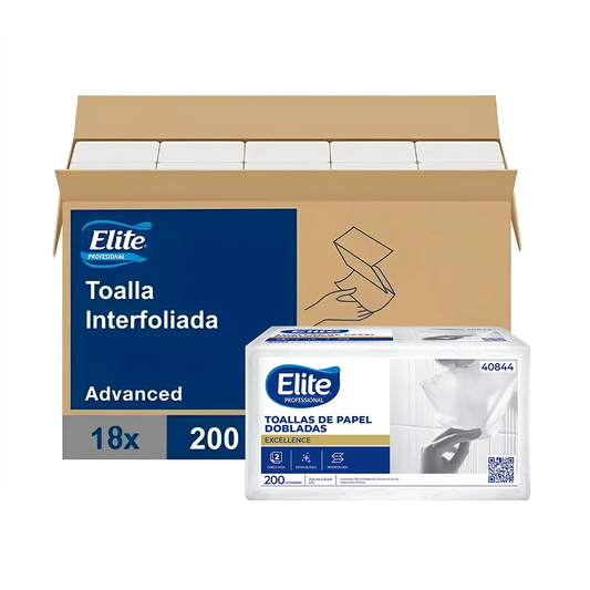 Toalla Interfoliada Doble Hoja 18 Pq x 200 Un Elite 40844