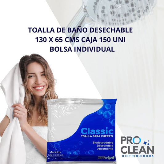 Toalla de baño desechable wype Caja x 150 Und Proclean T0090