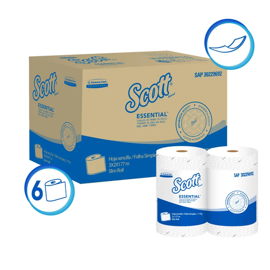 Toalla de papel 3 packs de 2 rollos X 177m Essential Airflex Scott 30229692