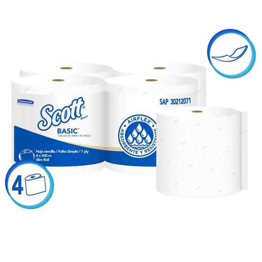 Toalla de papel 4 Rollos X 400 Metros jumbo Basics Scott 30212071