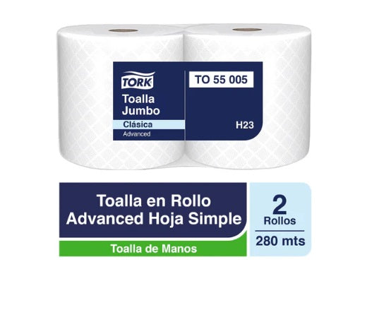 Toalla de papel rollo Hoja Simple 2X280 MT Tork TO55005