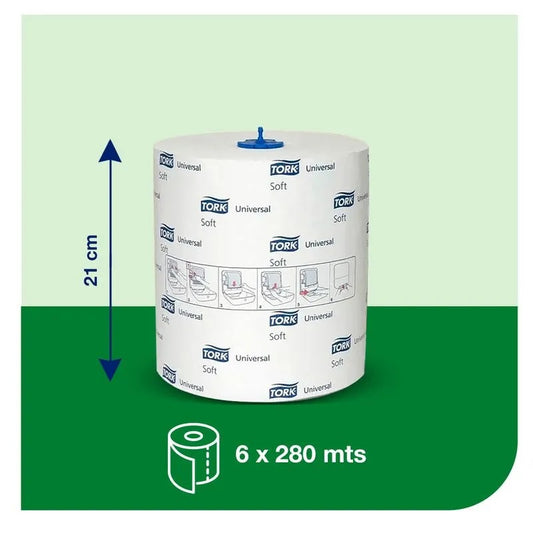 Toalla de papel rollo hoja simple 6 rollos X280 MT Tork TO70033