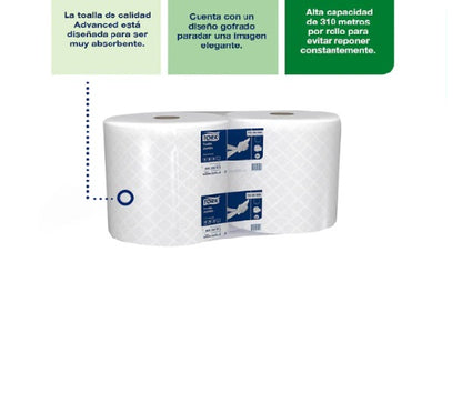 Toalla de papel rollo jumbo hoja simple 2X310 MT Tork TO55038