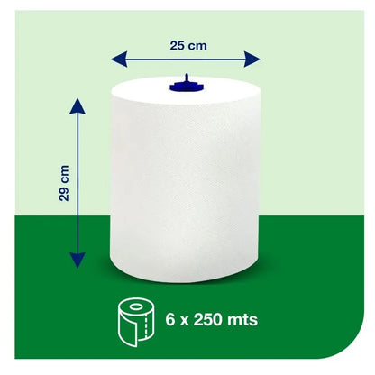 Toalla de papel rollo hoja simple 6 Rollos X 250 MT Tork TO70026