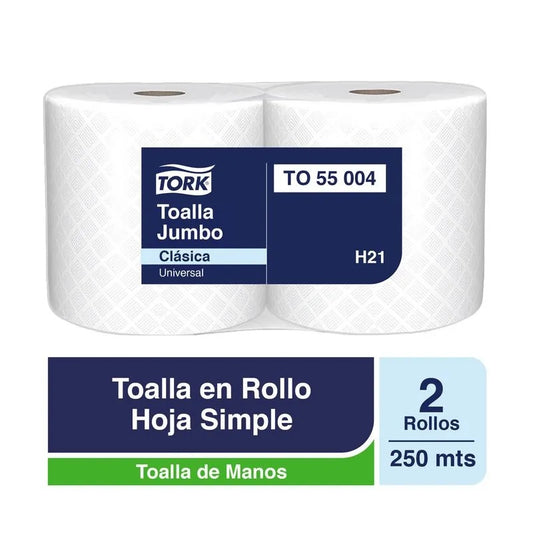 Toalla de papel rollo universal hoja simple  2X250 MT Tork TO55004