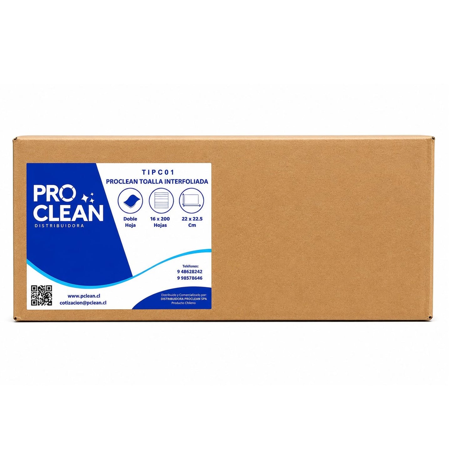 Toalla interfoliada Caja 16 X 200 UND Proclean TIPC01