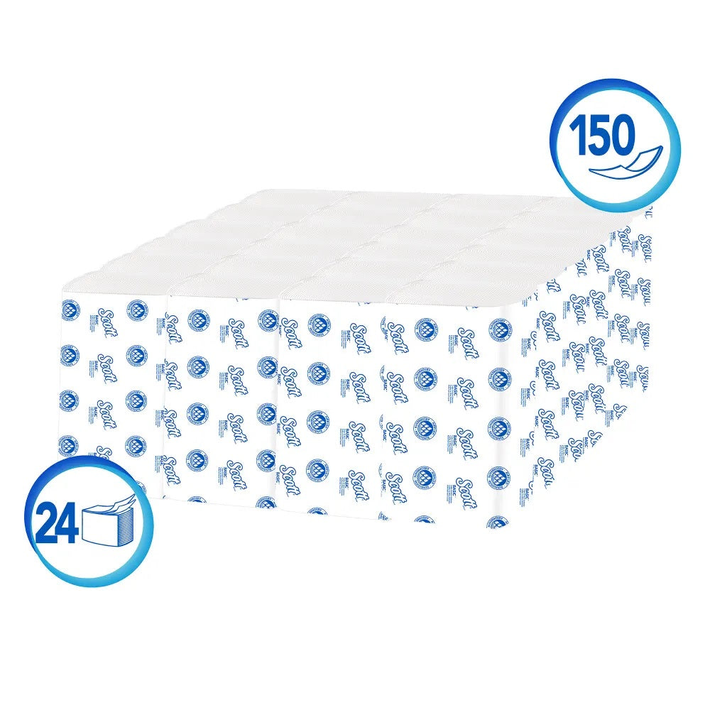 Toalla interfoliada hoja simple 24 Packs X 150 Hojas Scott 30212073