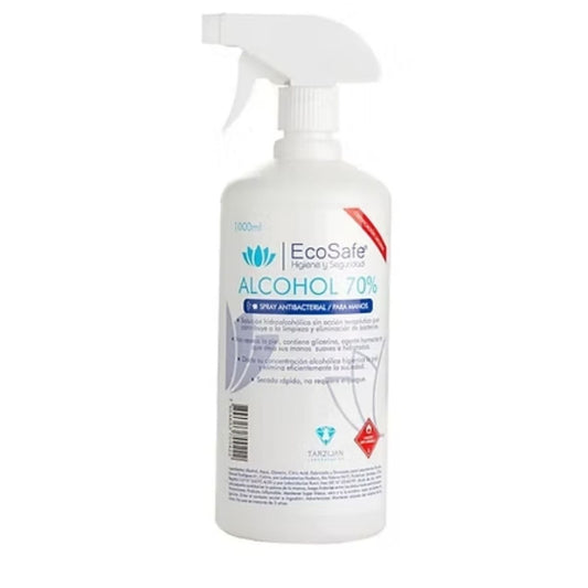 Alcohol Líquido 70% Ecosafe 1 Litro con Atomizador – Registro ISP