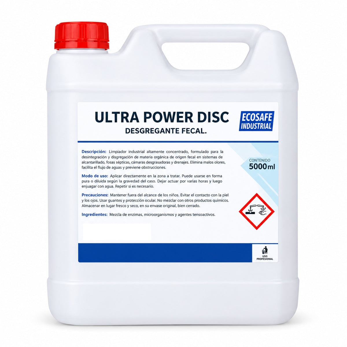 Disgregante Fecal Industrial Ultra Power Disg Ecosafe Bidón 5 Litros