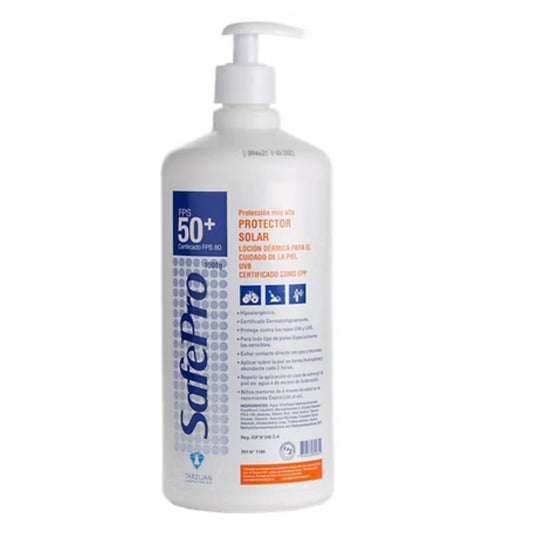 Protector Bloqueador Solar SafePro FPS 50+ 1 litro con tapa Dosificadora