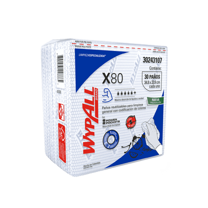 Paño Wypall X80 Azul plus 10 Bolsas X 30 Paños - 30243107